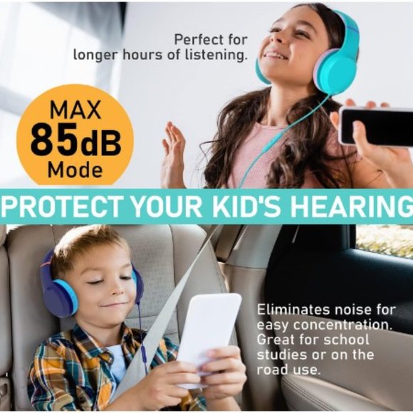 Kids Headphones - Wired - Stereo - Safe Volume Limit/Control - Microphone - Picture 3 of 12